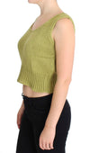 PINK MEMORIES Green Cotton Blend Knitted Sleeveless Sweater