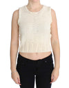 PINK MEMORIES Beige Cotton Blend Knitted Sleeveless Sweater