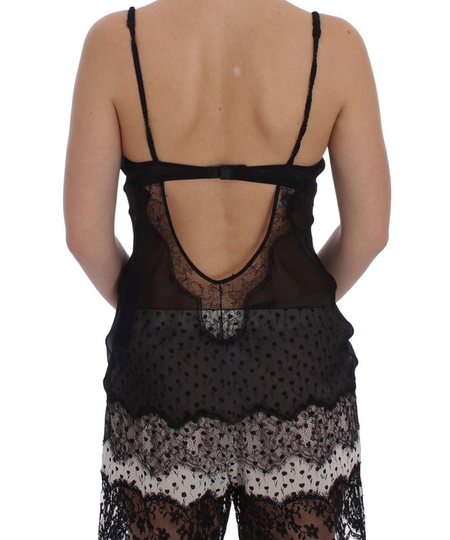 Dolce & Gabbana Black Silk Lace Babydoll Lingerie Top