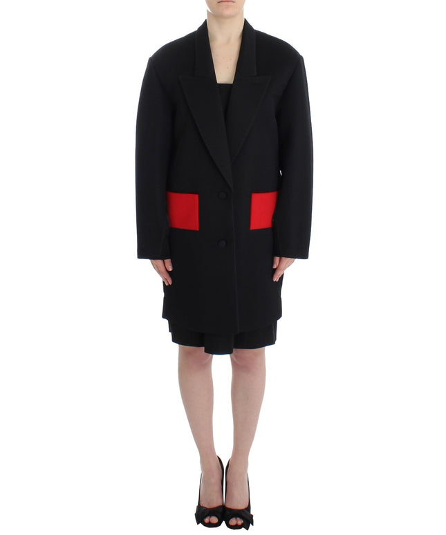 KAALE SUKTAE Black Coat Trench Long Draped Jacket Blazer