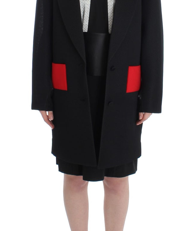 KAALE SUKTAE Black Coat Trench Long Draped Jacket Blazer