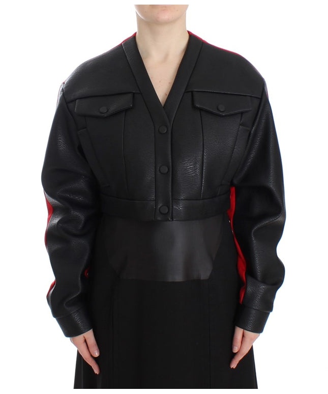 KAALE SUKTAE Black Short Croped Coat Bomber Jacket