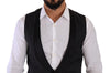 Dolce & Gabbana Black Striped Wool Silk Waistcoat Vest