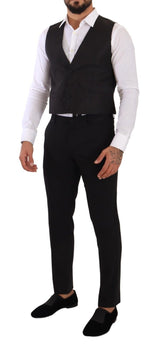 Dolce & Gabbana Gray Silk Slim Fit Waistcoat Formal Vest