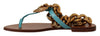 Dolce & Gabbana Blue Leather Devotion Flats Sandals