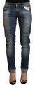 Acht Blue Washed Low Waist Folded Hem Slim Fit Jeans