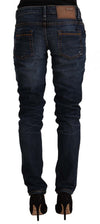 Acht Blue Washed Cotton Mid Waist Skinny Denim Jeans