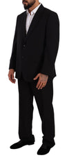 Domenico Tagliente Black Polyester Single Breasted Formal Suit