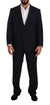 Domenico Tagliente Blue Polyester Single Breasted Formal Suit