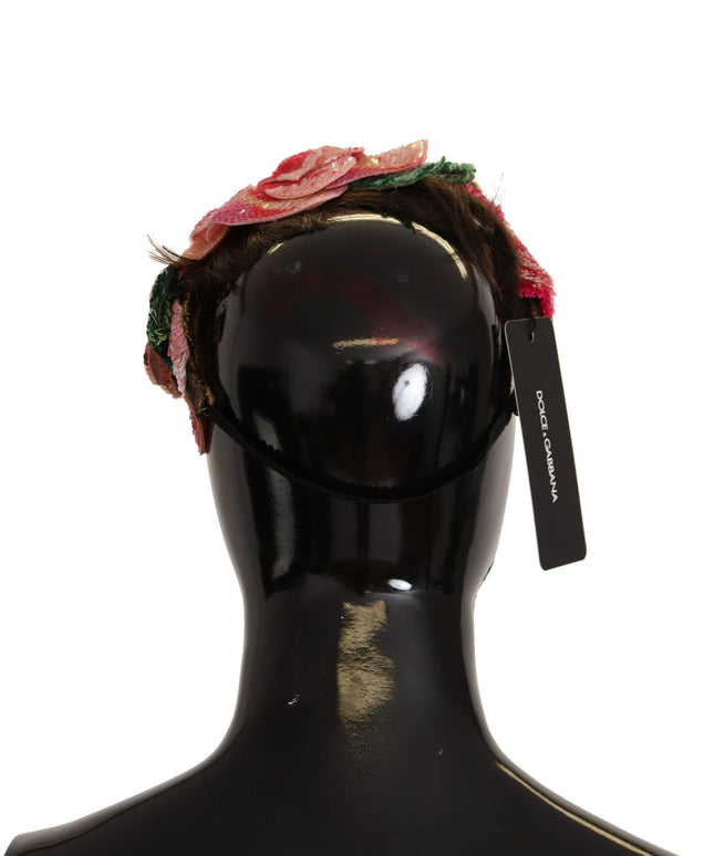 Dolce & Gabbana Multicolor Sequined Lurex Black Hair Headband