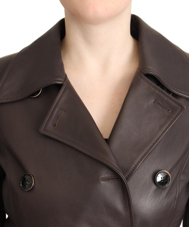 Dolce & Gabbana Dark Brown Leather Long Sleeves Belted Jacket