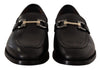 حذاء سلفاتوري فيراغامو من الجلد الأسود الناعم Gancio Bit Loafers