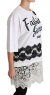 Dolce & Gabbana White Fashion Sinner Cotton Lace T-shirt Top