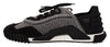 Dolce & Gabbana Black Gray Fabric Lace Up NS1 Sneakers Shoes