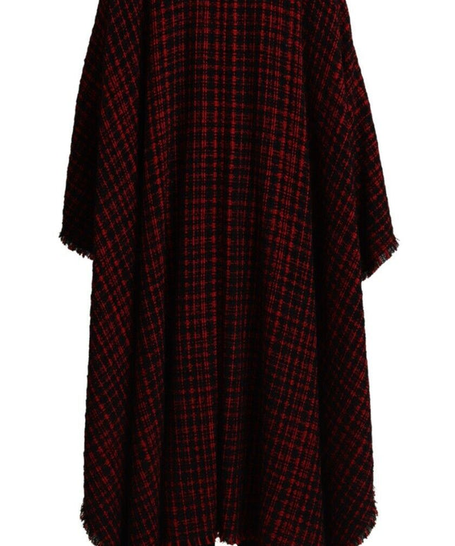 Dolce & Gabbana Black Red Cotton Checkered Over Coat Jacket