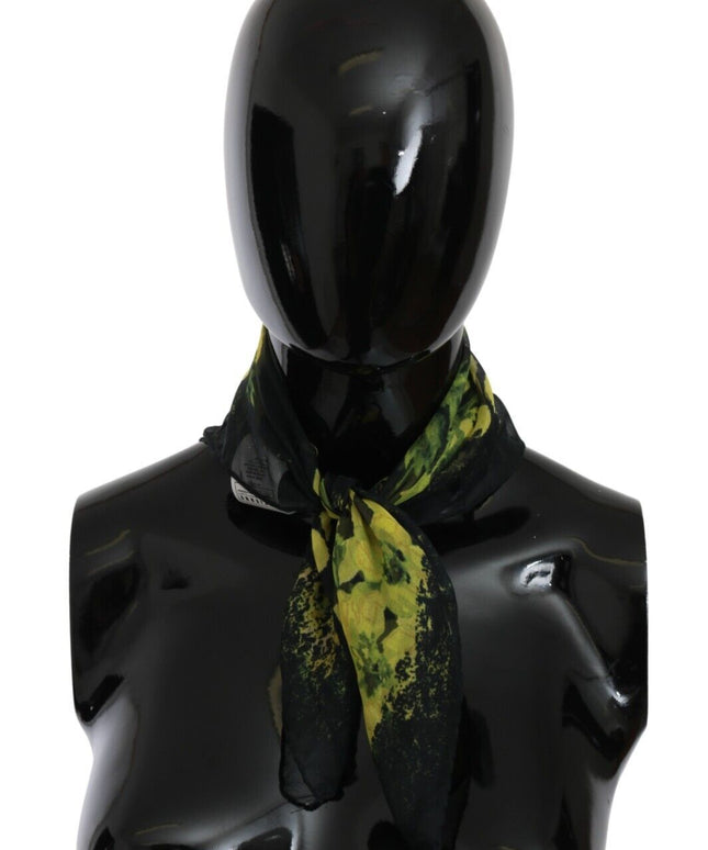 GF Ferre Black Yellow Floral Wrap Shawl Foulard Scarf