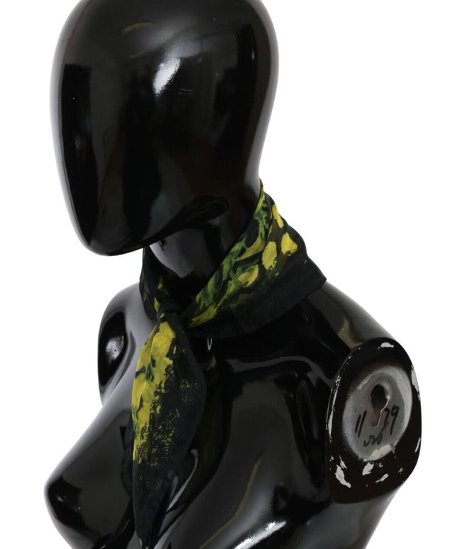 GF Ferre Black Yellow Floral Wrap Shawl Foulard Scarf