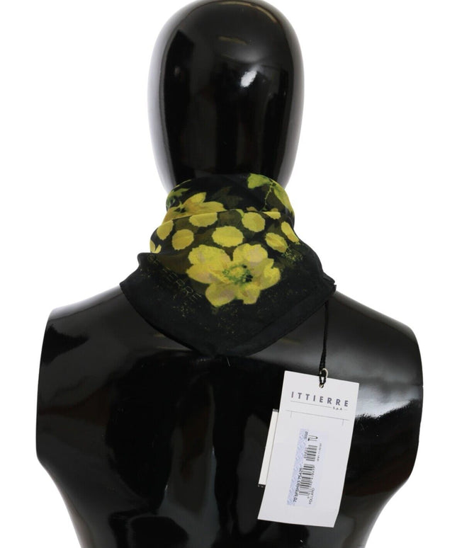 GF Ferre Black Yellow Floral Wrap Shawl Foulard Scarf