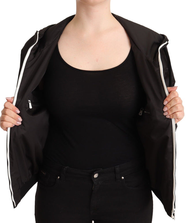 Dolce & Gabbana Black Polyester Hooded Bomber Full Zip Jacket