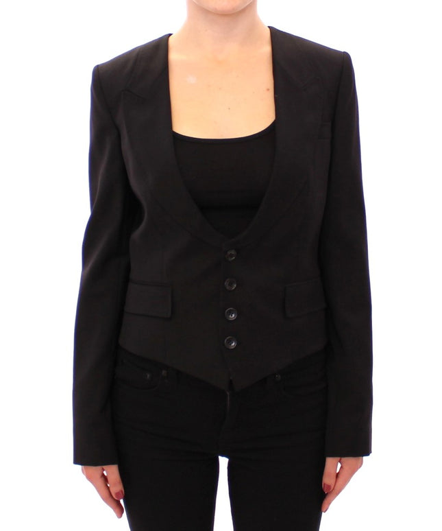 Dolce & Gabbana Black Silk Scarf Back Blazer Jacket