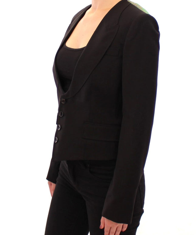 Dolce & Gabbana Black Silk Scarf Back Blazer Jacket
