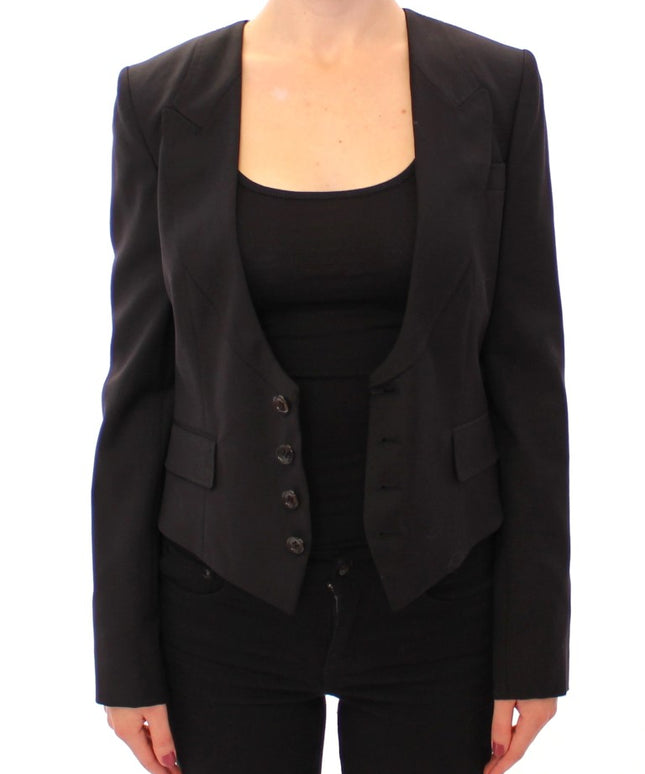 Dolce & Gabbana Black Silk Scarf Back Blazer Jacket