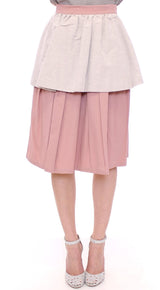 Comeforbreakfast Pink Gray Knee-Length Pleated Skirt