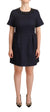 L'Autre Chose Black Embellished Short Sleeves Mini A-line Dress