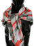 Costume National Gray Red Silk Shawl Foulard WrapScarf
