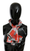 Costume National Gray Red Silk Shawl Foulard WrapScarf