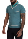 Dolce & Gabbana Blue Silk Polo Top Mens V-neckT-shirt