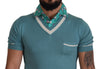 Dolce & Gabbana Blue Silk Polo Top Mens V-neckT-shirt