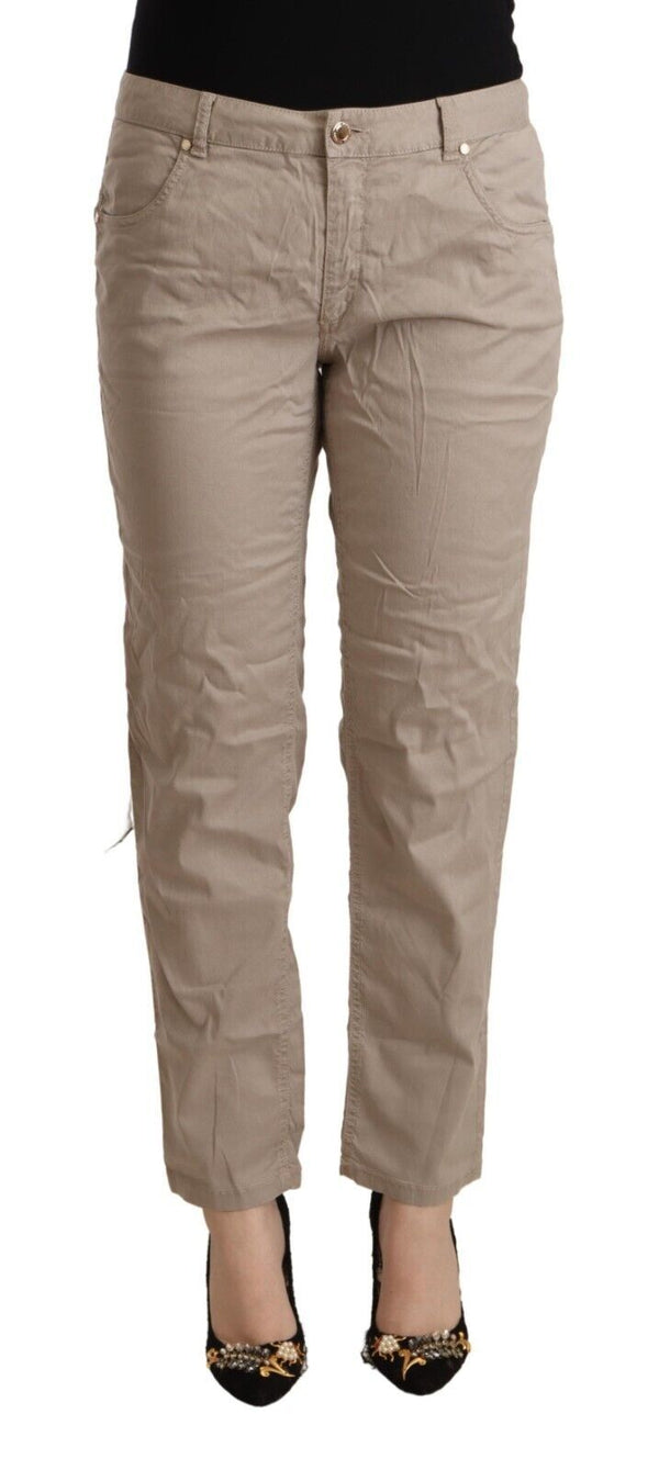 بنطلون كاجوال من Acht Beige Tencel متوسط الخصر