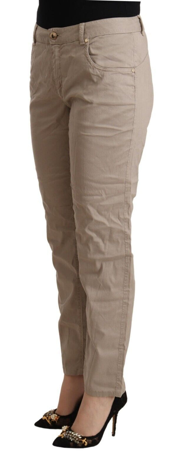 بنطلون كاجوال من Acht Beige Tencel متوسط الخصر
