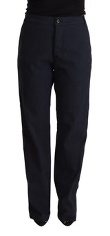 Exte Black High Waist Tapered Cotton Pants