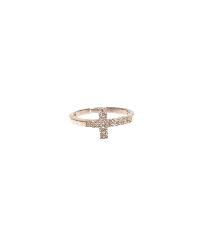 Nialaya Silver CZ Cross 925 Ring