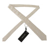 Dolce & Gabbana Off-White 100% Silk Slim AdjustableAccessory Necktie