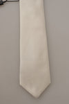 Dolce & Gabbana Off-White 100% Silk Slim AdjustableAccessory Necktie