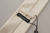 Dolce & Gabbana Off-White 100% Silk Slim AdjustableAccessory Necktie