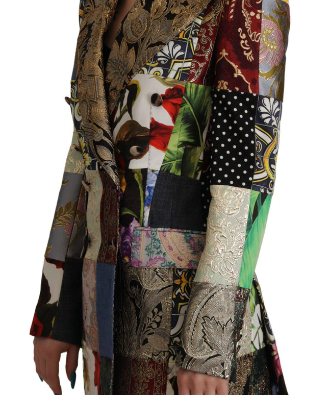 Dolce & Gabbana Multicolor Double-Breasted Patchwork Jacquard Blazer Jacket
