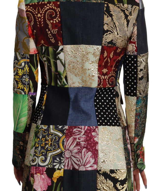 Dolce & Gabbana Multicolor Double-Breasted Patchwork Jacquard Blazer Jacket