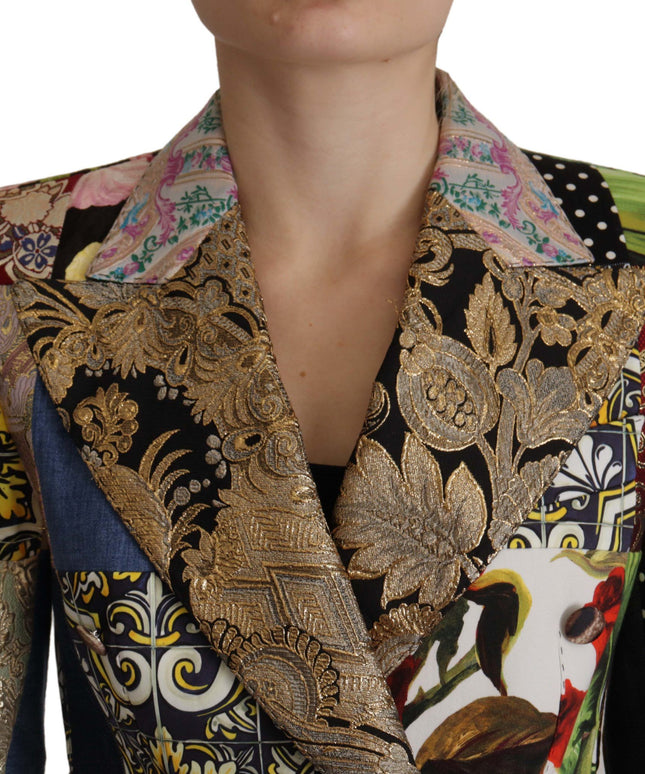 Dolce & Gabbana Multicolor Double-Breasted Patchwork Jacquard Blazer Jacket