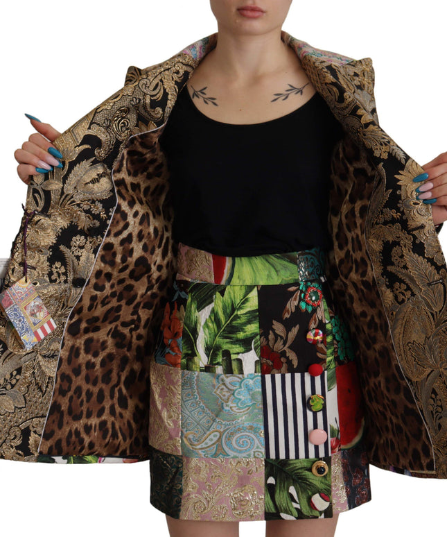 Dolce & Gabbana Multicolor Double-Breasted Patchwork Jacquard Blazer Jacket