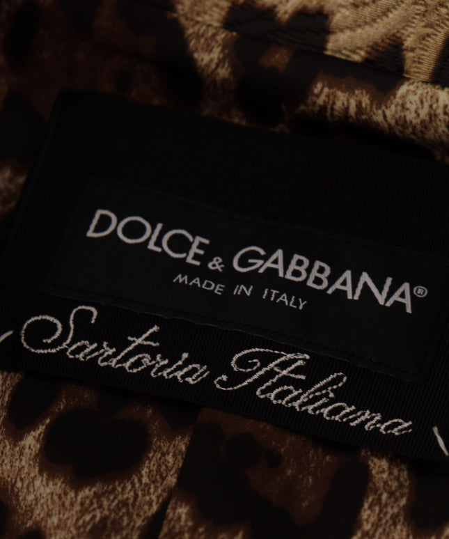 Dolce & Gabbana Red Leopard Wool Trenchcoat Jacket