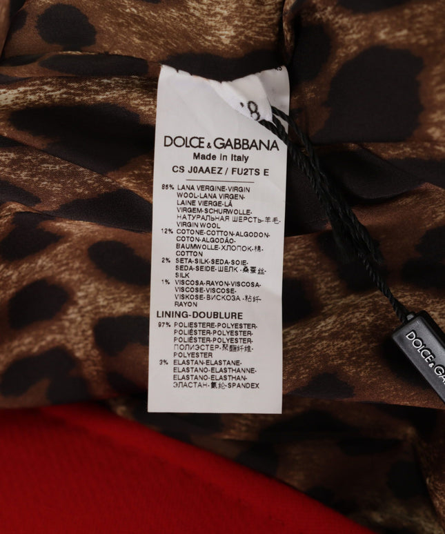 Dolce & Gabbana Red Leopard Wool Trenchcoat Jacket