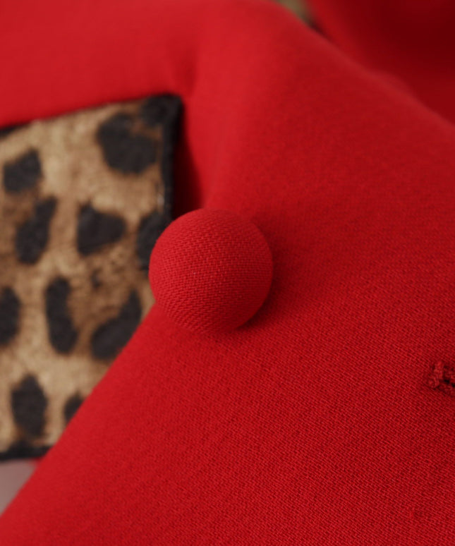 Dolce & Gabbana Red Leopard Wool Trenchcoat Jacket