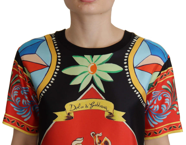 Dolce & Gabbana Multicolor Soldier Carretto Silk TopT-shirt