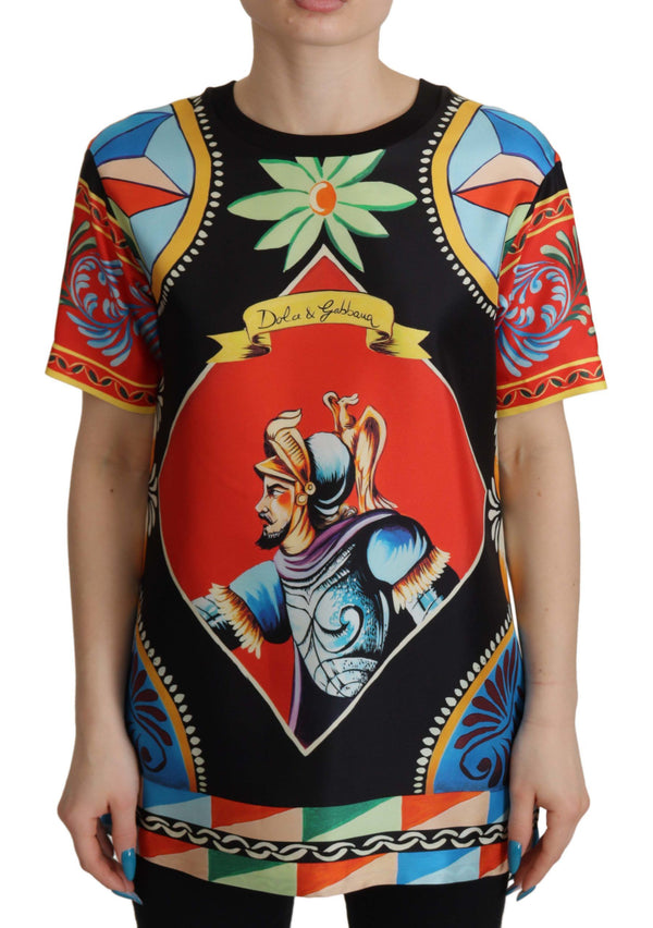 Dolce & Gabbana Multicolor Soldier Carretto Silk TopT-shirt