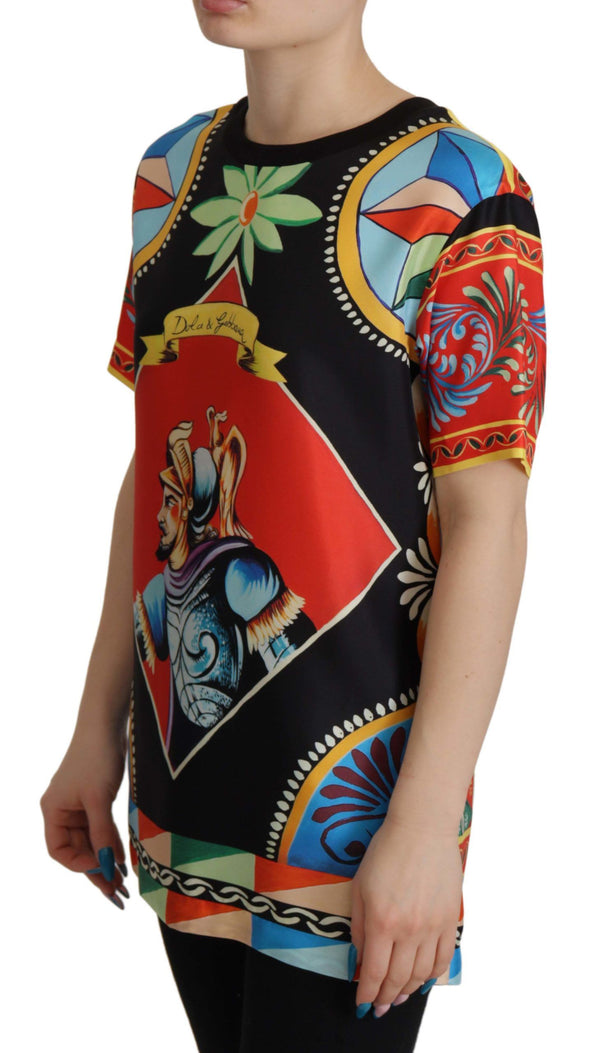 Dolce & Gabbana Multicolor Soldier Carretto Silk TopT-shirt