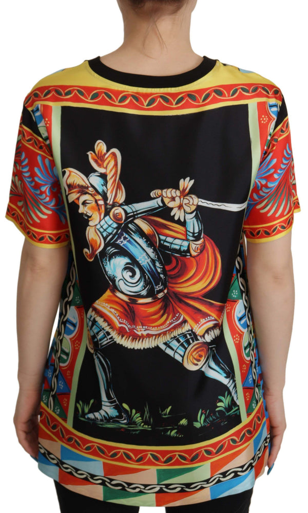 Dolce & Gabbana Multicolor Soldier Carretto Silk TopT-shirt